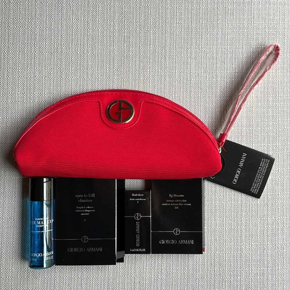 Giorgio Armani red wristlet beauty makeup bundle
